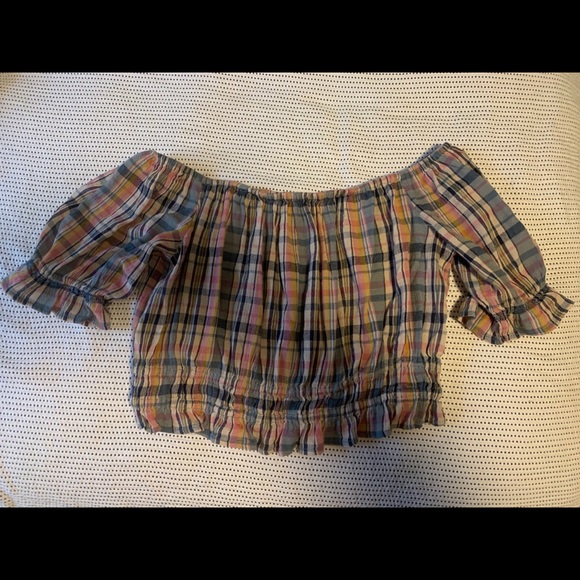 American eagle plaid off the shoulder top - Picture 2 of 2